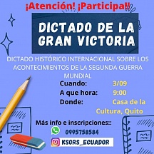 ¡Les invitamos a participar en el evento internacional "Dictado de la Victoria" que tendrá lugar en la República del Ecuador!